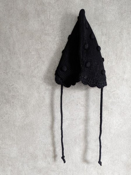 画像3: franky grow HAND-KNITTED DOTS HAT ブラック キッズ (3)
