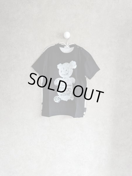 画像1: franky grow BEAR TAPE EMBROIDERY PRINT DOCKING TEE　ブラック　 (1)