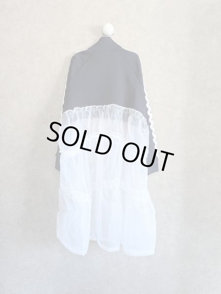 画像3: franky grow TULLE SWITCHING TRACK JERJEY DRESS ネイビー＊ホワイト　キッズ・レディース (3)