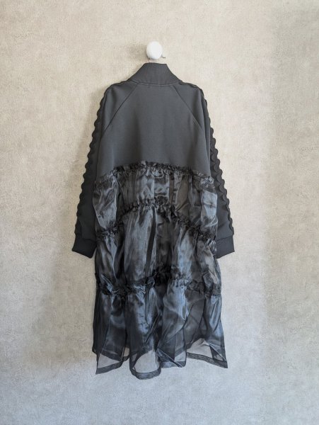 画像3: franky grow TULLE SWITCHING TRACK JERJEY DRESS ブラック*ブラック キッズ・レディース (3)