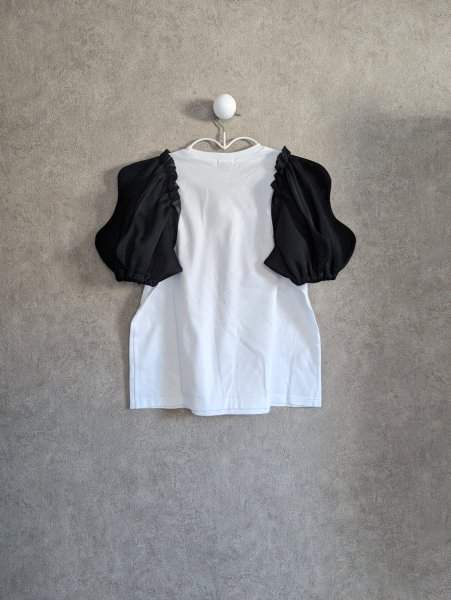 画像3: franky grow WAVE CUT SLEEVES TEE ホワイト*ブラック (3)