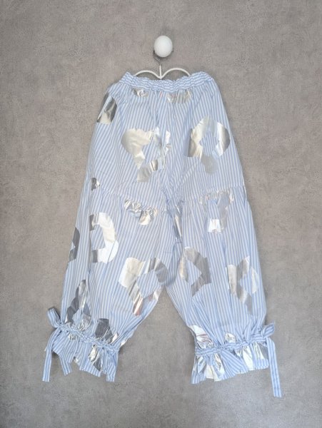 画像3: franky grow ORG.PT GATHERED PANTS　ブルーストライプ＊シルバー (3)
