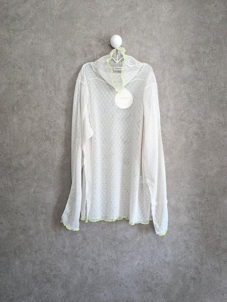 画像1: franky grow DOTS TULLE MELLOW SHEER HIGH-NECK TOPS　ホワイト (1)