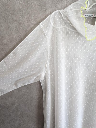 画像2: franky grow DOTS TULLE MELLOW SHEER HIGH-NECK TOPS ホワイト