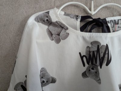 画像2: franky grow GRAFFITIED BEAR FRILL SLEEVES PO ホワイト キッズ・レディース