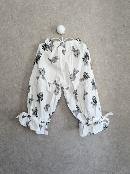 画像2: franky grow GRAFFITIED BEAR GATHERED PANTS　ホワイト　キッズ・レディース (2)