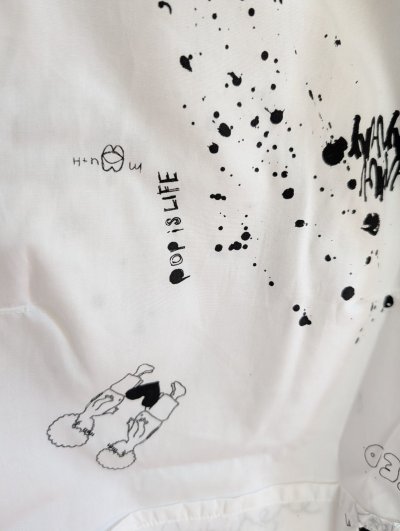 画像1: franky grow HAND-DRAWN Pt.WIDE MACKIN PANTS ホワイト キッズ・レディース