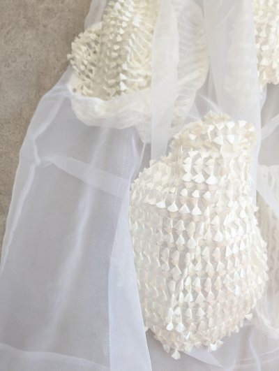 画像1: franky grow BEAR FEELS SOLID RIBBON ORGANDY　ホワイト　レディース