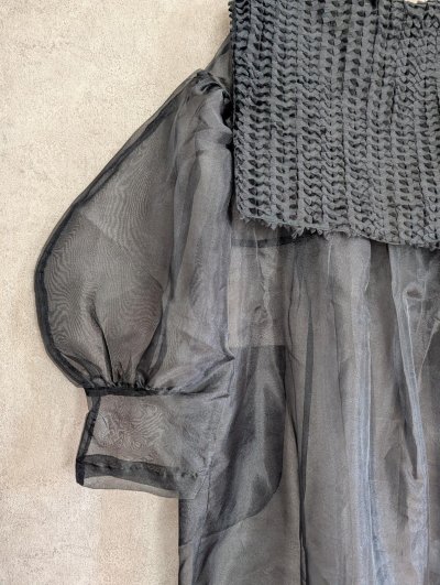 画像3: franky grow RIBBON SAILOR COLLAR ORGANDY　ブラック　レディース