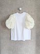 画像2: franky grow RIBBON ORGANDY BUBBLE SLV TEE　ホワイト＊アイボリー (2)