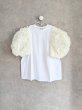 画像1: franky grow RIBBON ORGANDY BUBBLE SLV TEE　ホワイト＊アイボリー (1)