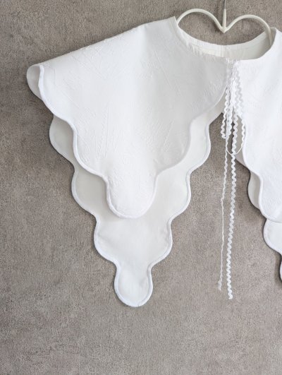 画像1: franky grow FULLY EMBROIDERED DETACHABLE WAVY COLLAR ホワイト KIDS・WOMAN