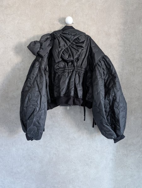 画像2: franky grow GURUGURU QUILT RIBBON BOMBER JACKET　ブラック　レディース (2)