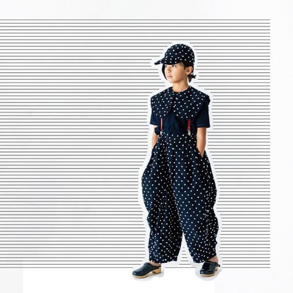 画像1: franky grow BONBON CUT JQ GATHER PANTS ネイビー＊ホワイト BONBON (1)