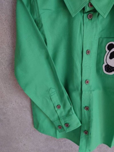 画像1: mini rodini Panda Shirts グリーン